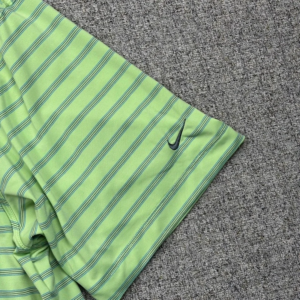 Nike Golf Fit Dry Polo Shirt Mens‎ XL Lime Green Striped Short Sleeve